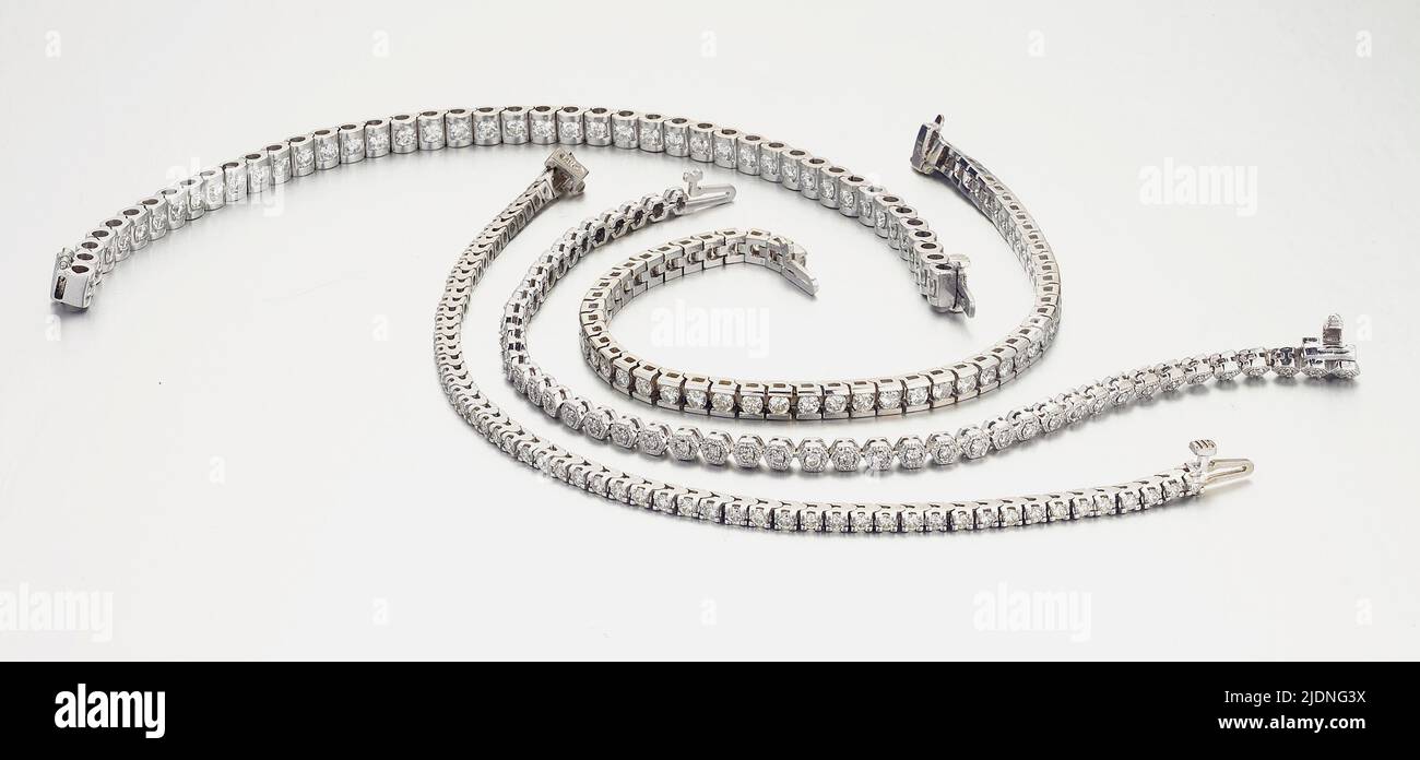 4 diamond necklaces Stock Photo