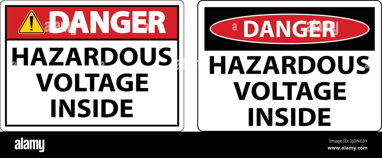 Danger Hazardous Voltage Inside SignOn White Background Stock Vector