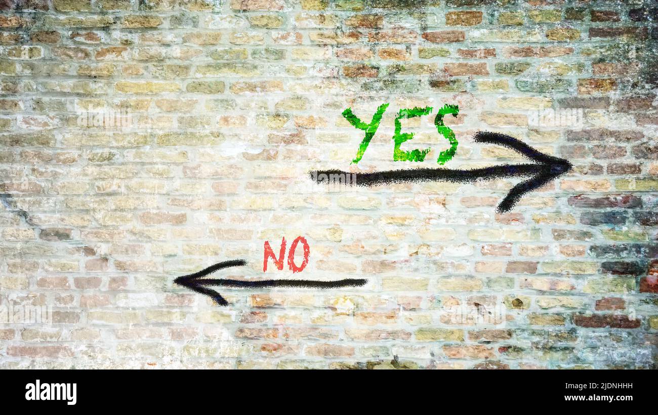 Street Sign the Direction Way to Yes versus No Stock Photo - Alamy
