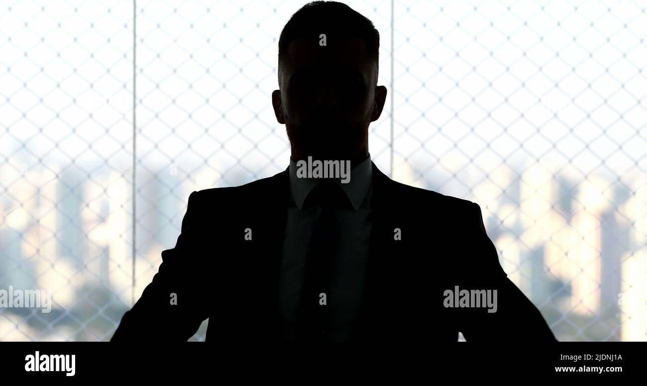 Business man put suit on during