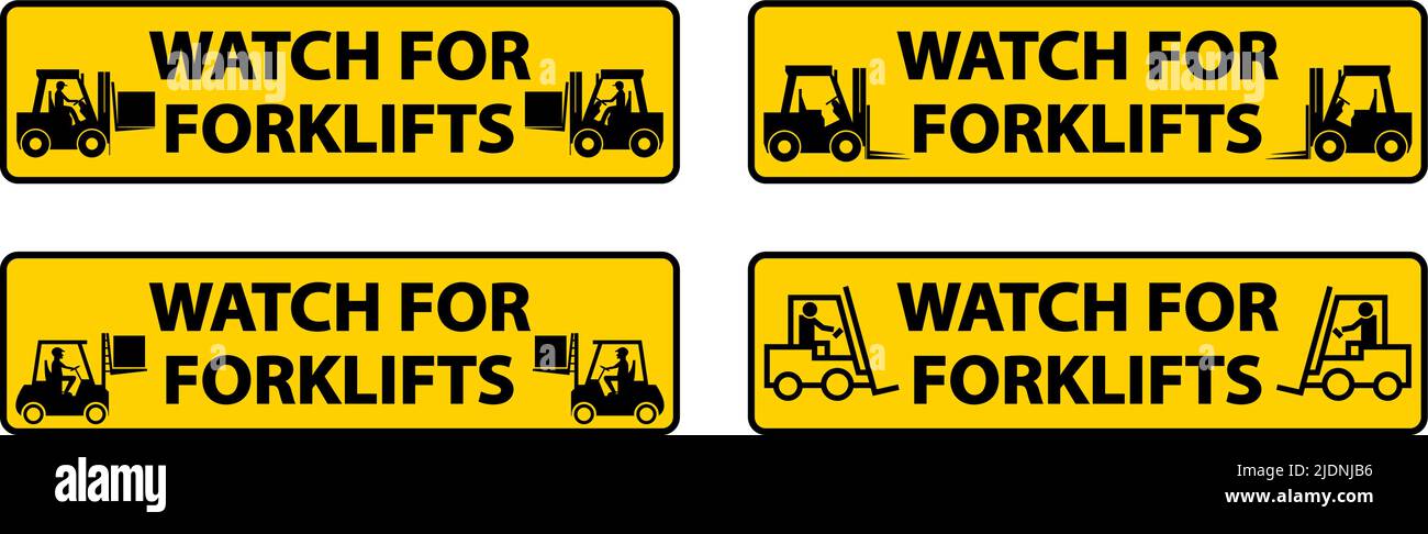 Watch For Forklifts Floor Sign On White Background Stock Vector Image ...