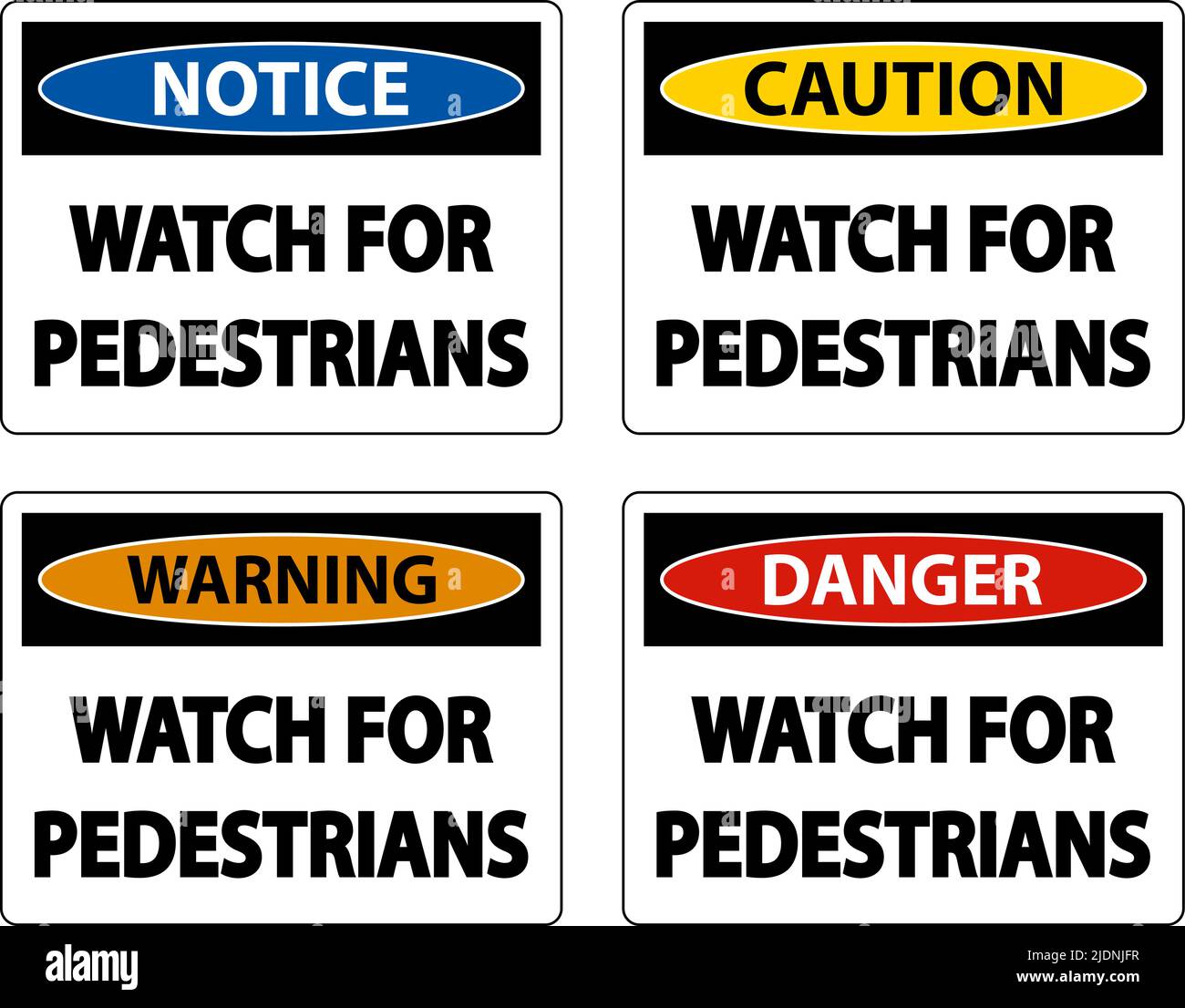Watch For Pedestrians Label Sign On White Background Stock Vector Image ...