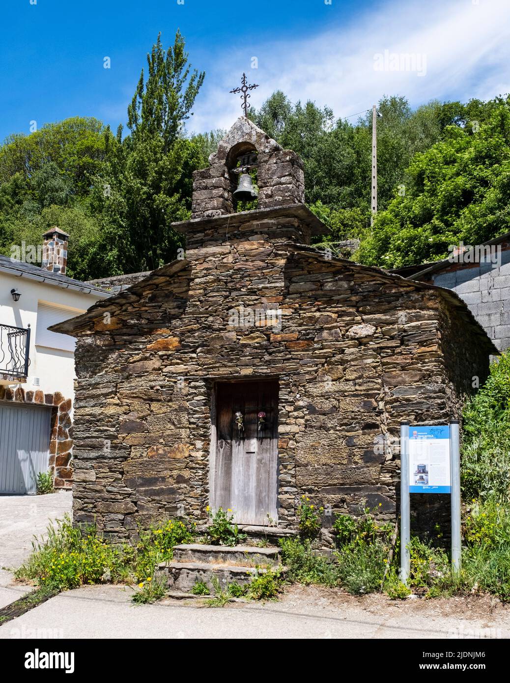 Spain, Galicia. Old Stone Chapel On the Camino de Santiago en route to Triacastela. Stock Photo