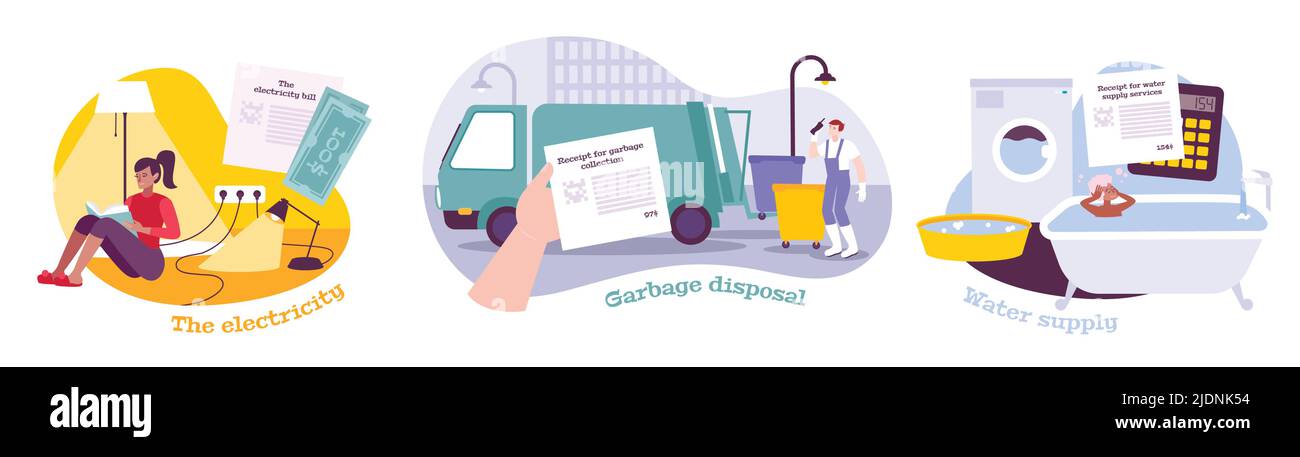 Utility services collection of flat compositions with community ...