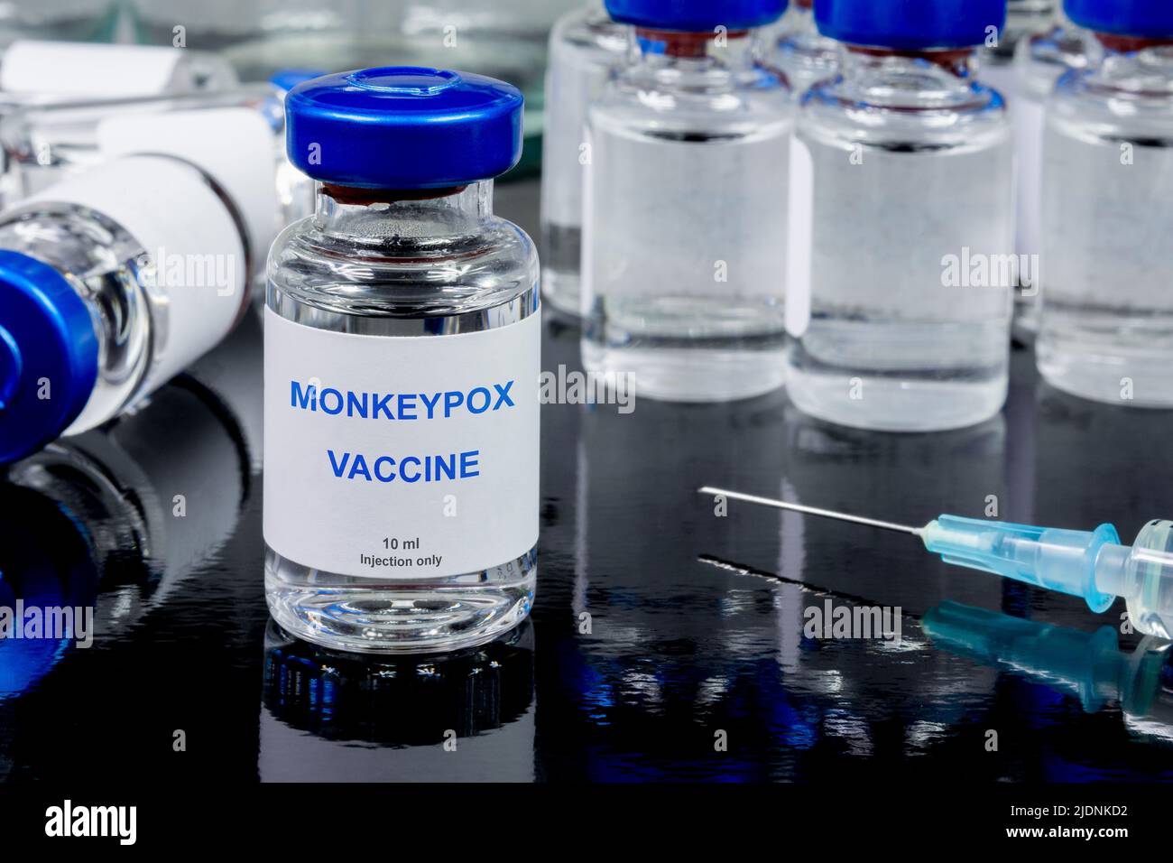 Monkeypox vaccine. Vaccine vials and syringe Stock Photo Alamy