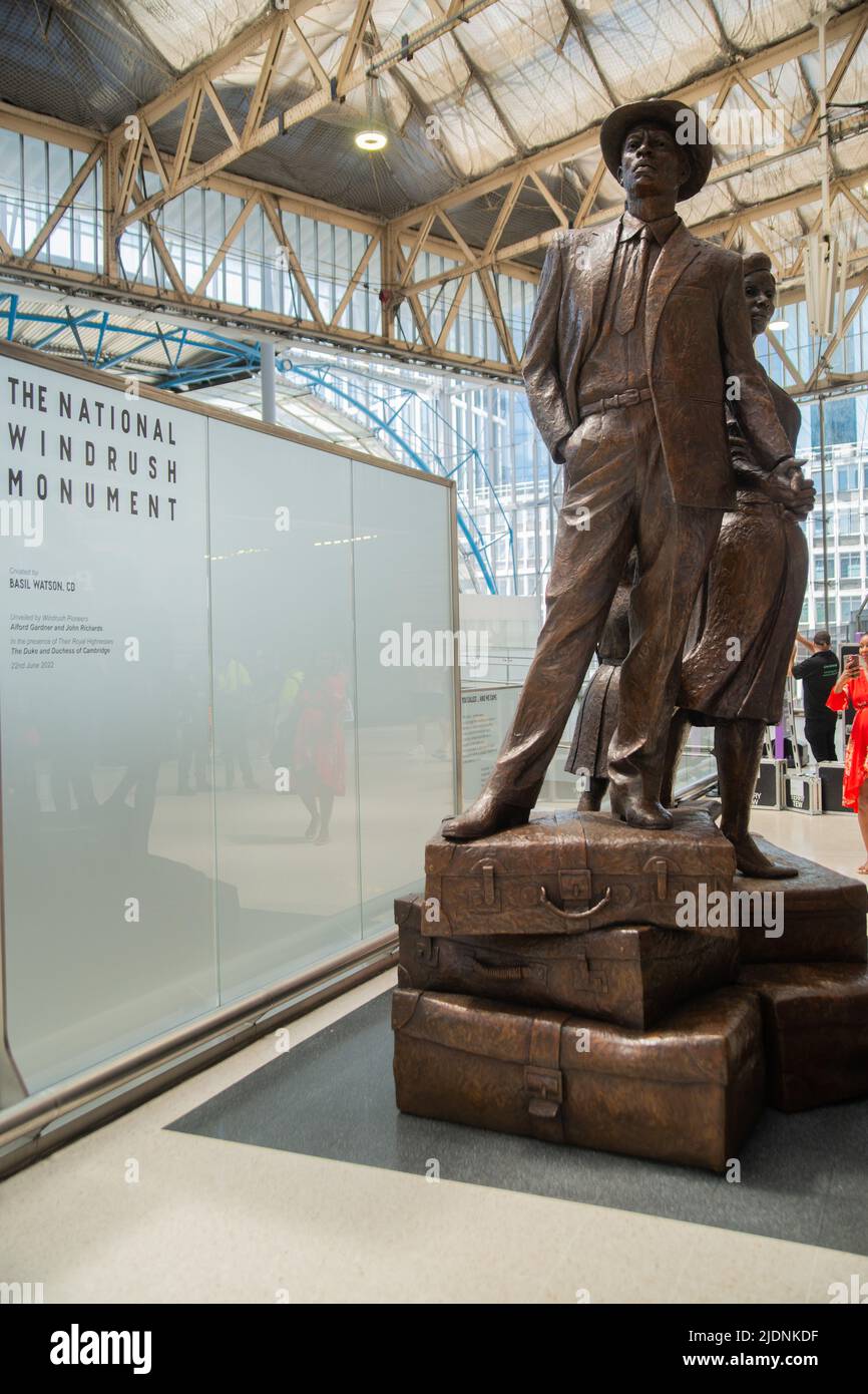 22nd June 2022. London, UK. The National Windrush Monument in Waterloo ...