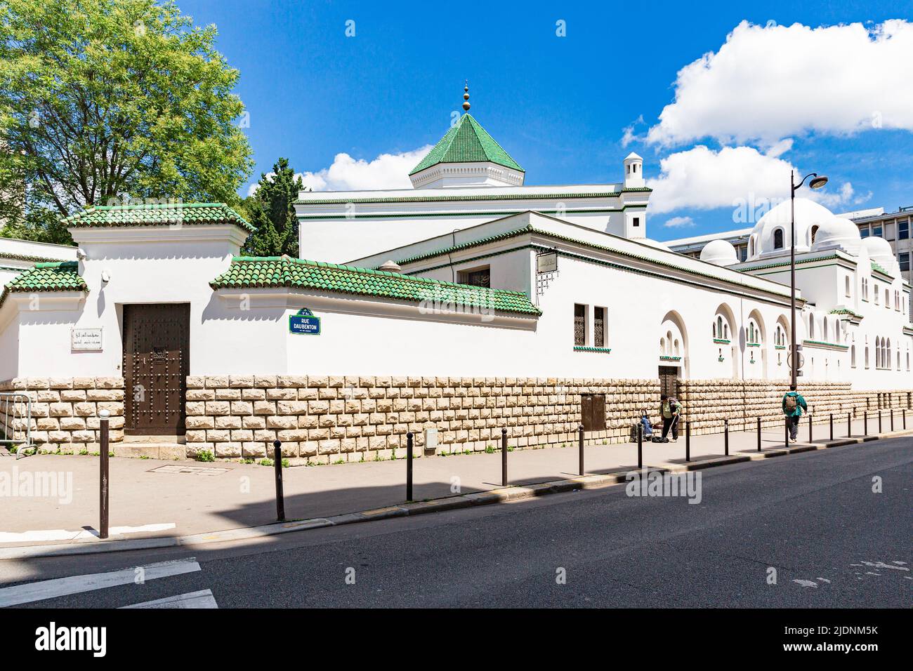 The entrance into the Restaurant The Mosque of Paris. Great Mosque of Paris Stock Photo