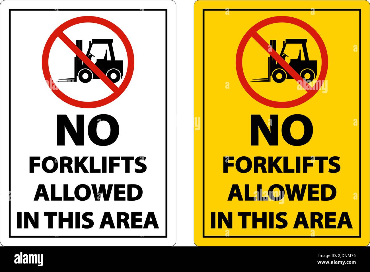 2-Way No Forklifts Allowed In Area Sign On White Background Stock ...