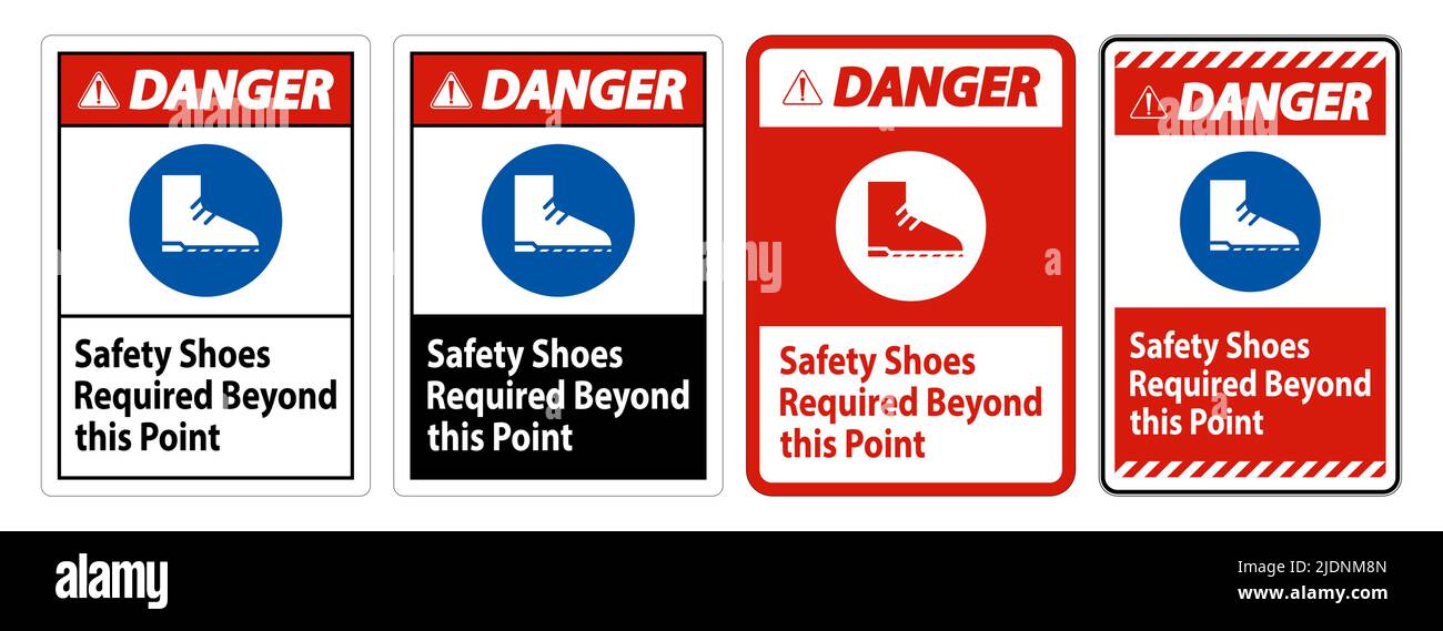 Danger Sign Safety Shoes Required Beyond This Point Stock Vector Image ...