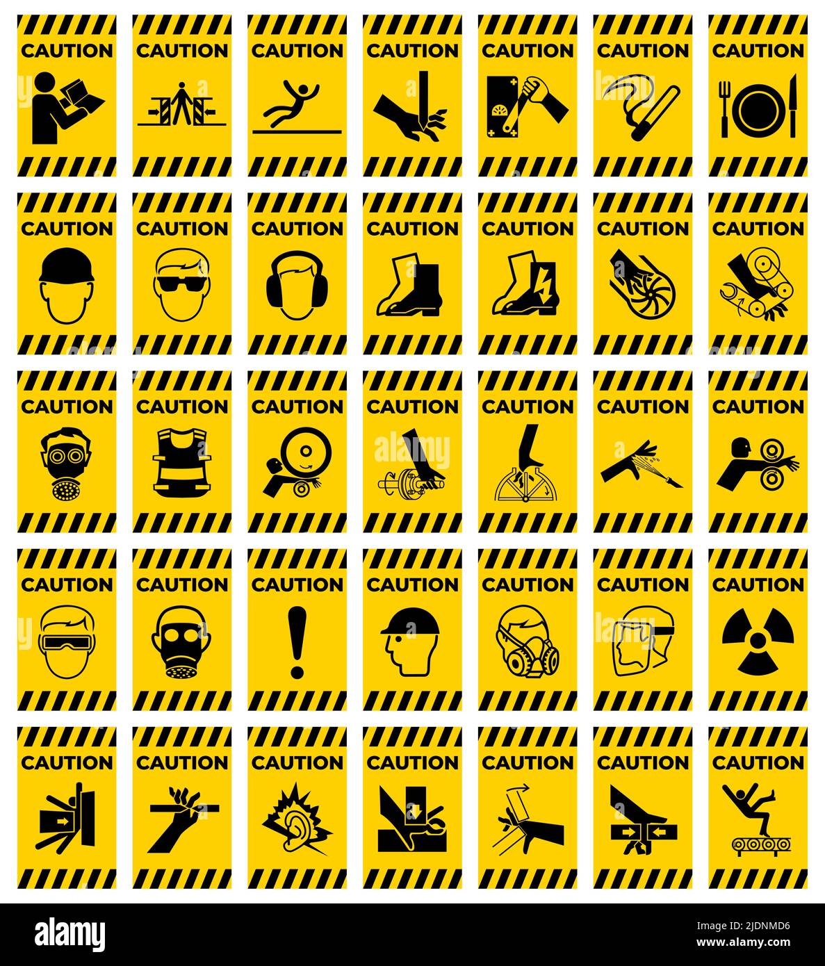 Set Caution Prohibition Sign Symbol on white background Stock Vector