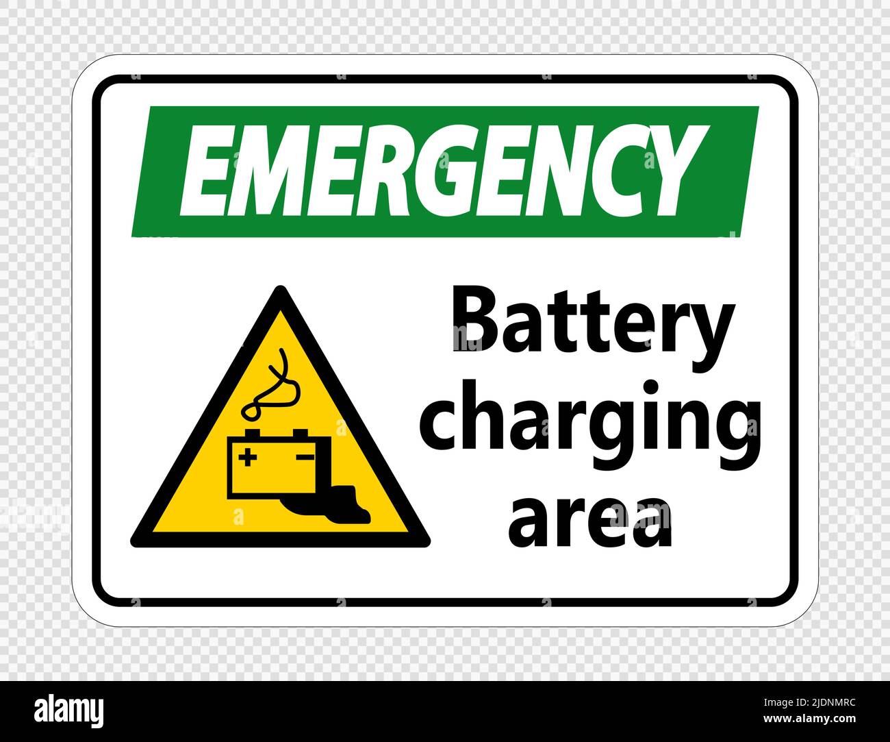 Emergency battery charging area Sign on transparent background,vector