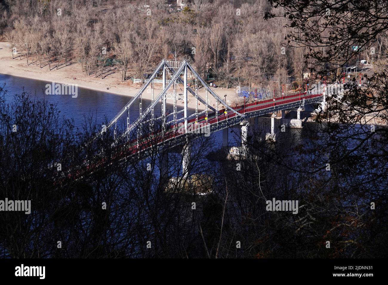 Kiev, Ukraine July 12, 2019: Park pedestrian bridge on Trukhanov Island in the city of Kiev Ukraine Stock Photo