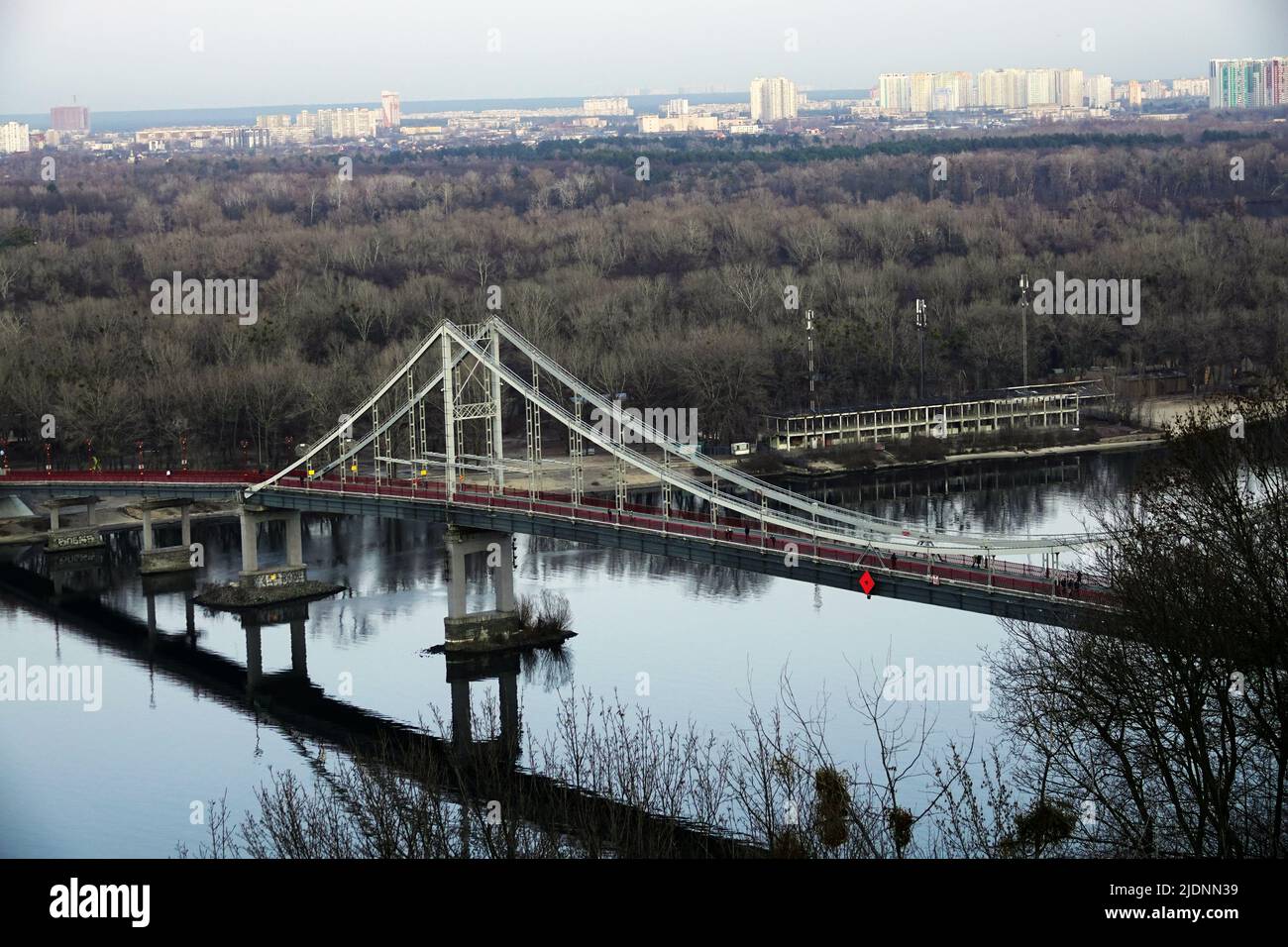Kiev, Ukraine July 12, 2019: Park pedestrian bridge on Trukhanov Island in the city of Kiev Ukraine Stock Photo