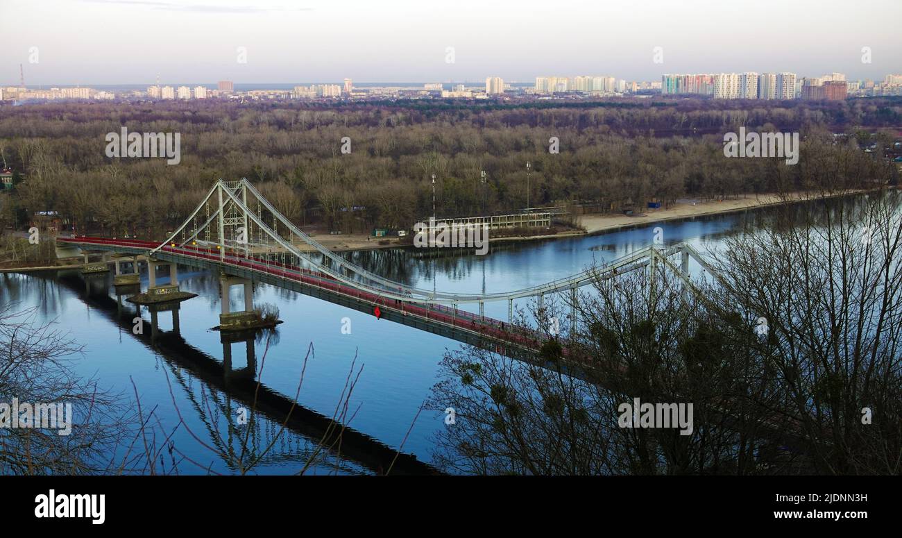 Kiev, Ukraine July 12, 2019: Park pedestrian bridge on Trukhanov Island in the city of Kiev Ukraine Stock Photo