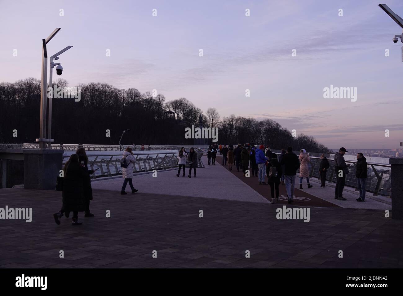 Kiev, Ukraine July 12, 2019: Pedestrian-bicycle bridge over Vladimirsky Descent, in the center of Kiev Ukraine Stock Photo