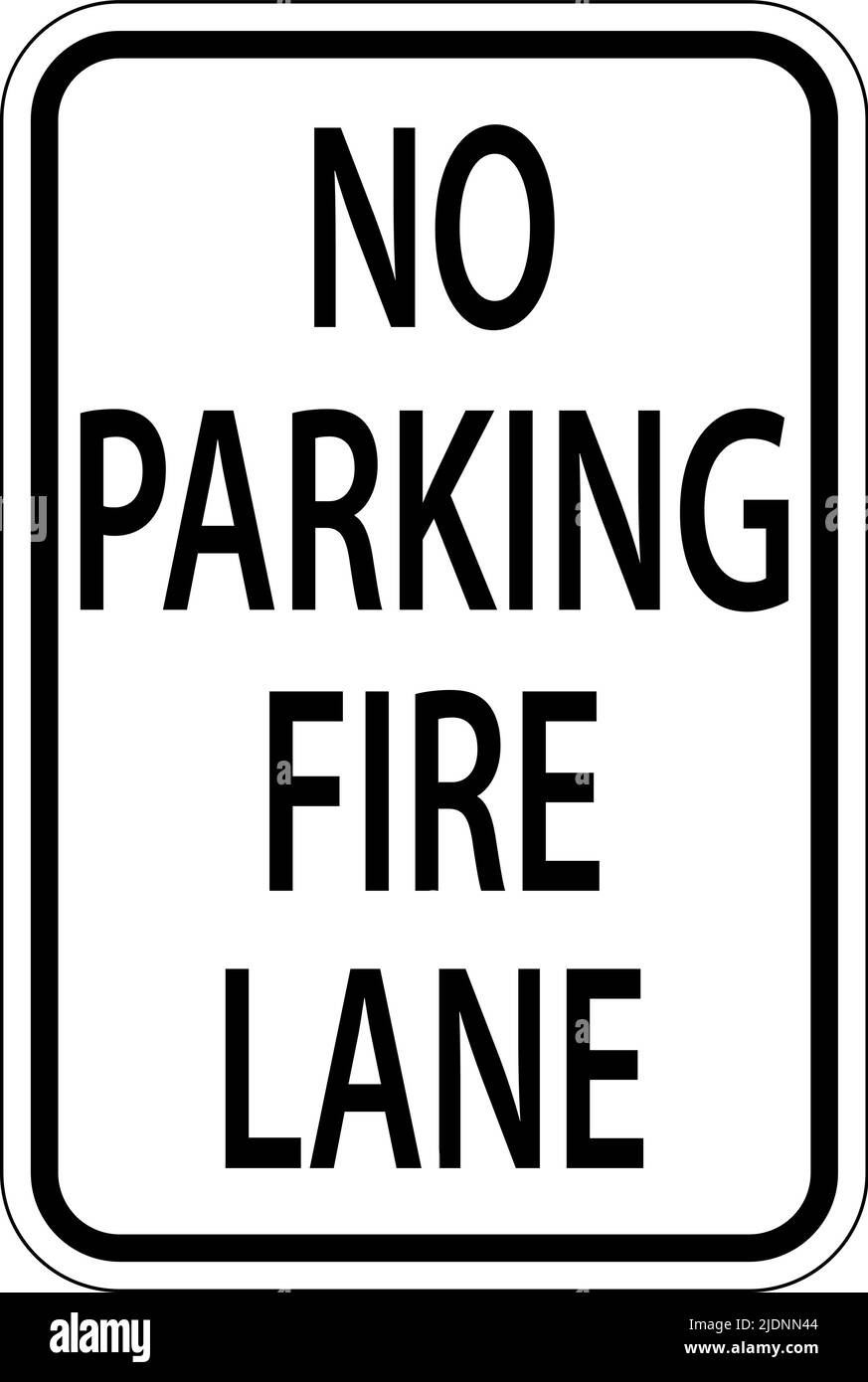 No Parking Fire Lane Sign On White Background Stock Vector