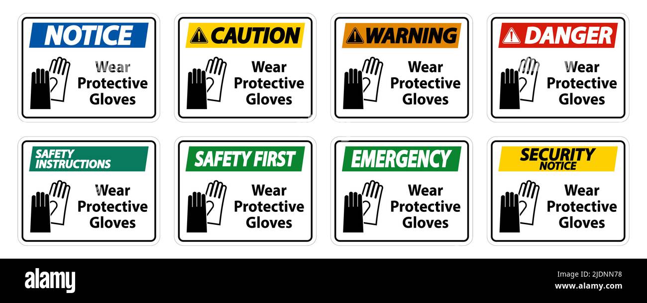 Wear protective gloves sign on white background Stock Vector Image ...