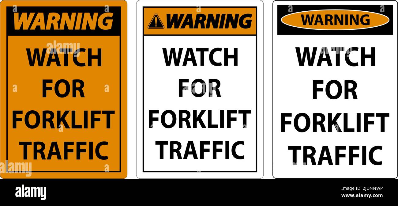 Warning Watch For Forklift Traffic Sign On White Background Stock ...