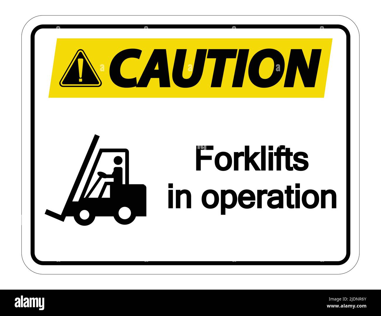 Caution forklifts in operation Sign on white background,vector