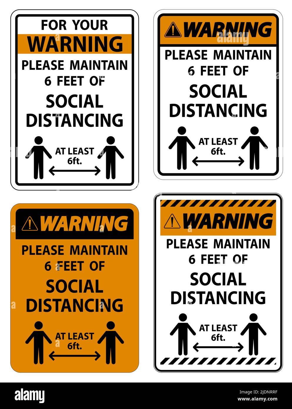 Warning For Your Safety Maintain Social Distancing Sign on white ...