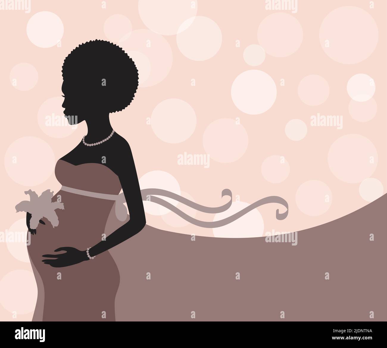 Silhouette of an African pregnant woman. Vector illustration. Stock Vector