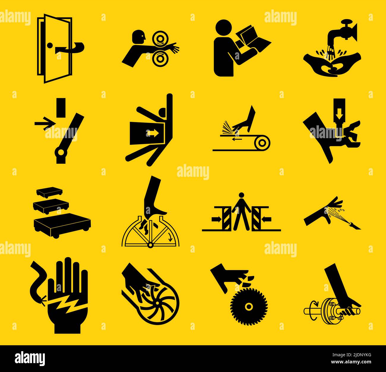 Warning signs,industrial hazards icon labels Sign Isolated on White