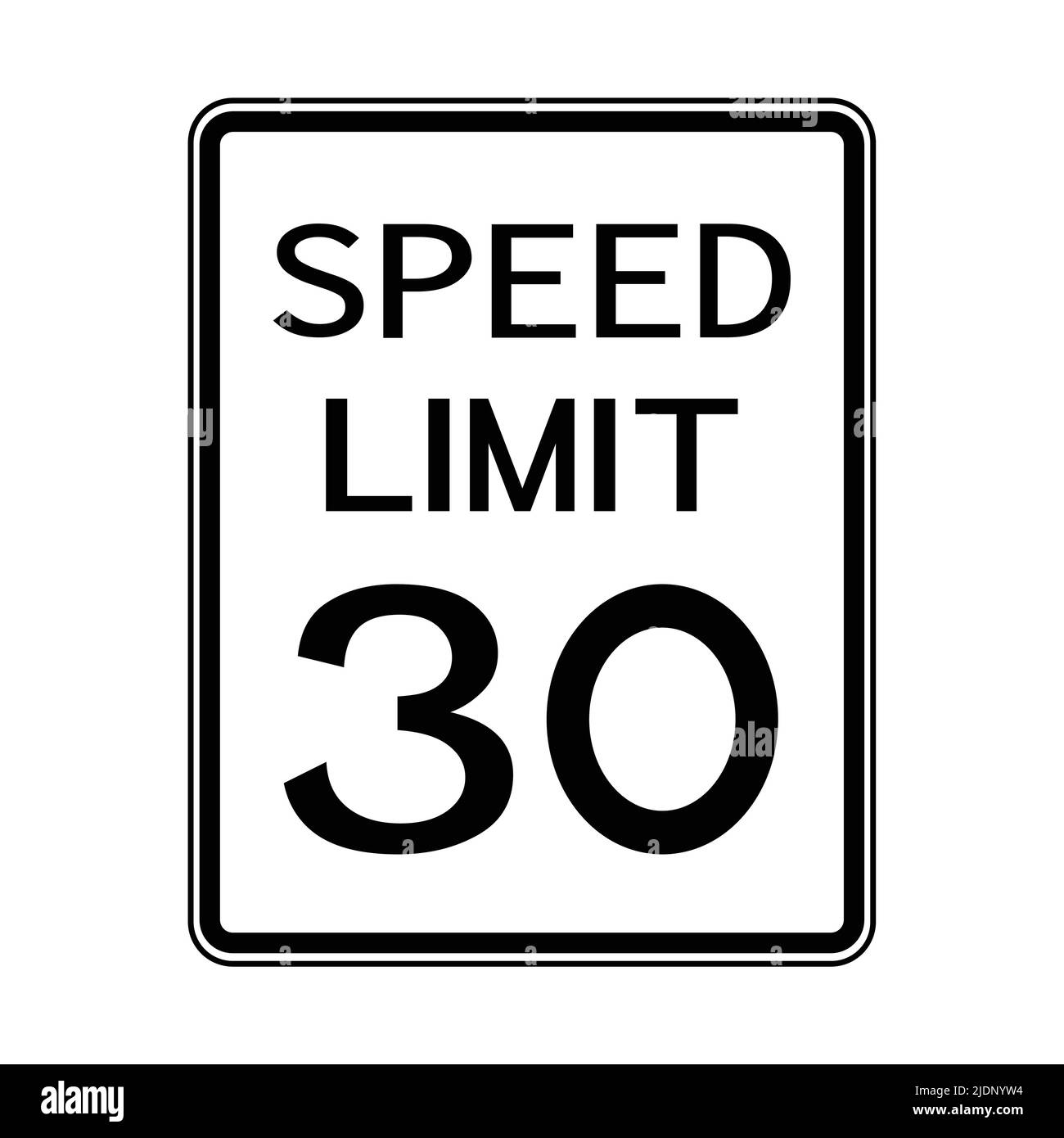 USA Road Traffic Transportation Sign Speed Limit 30 On White