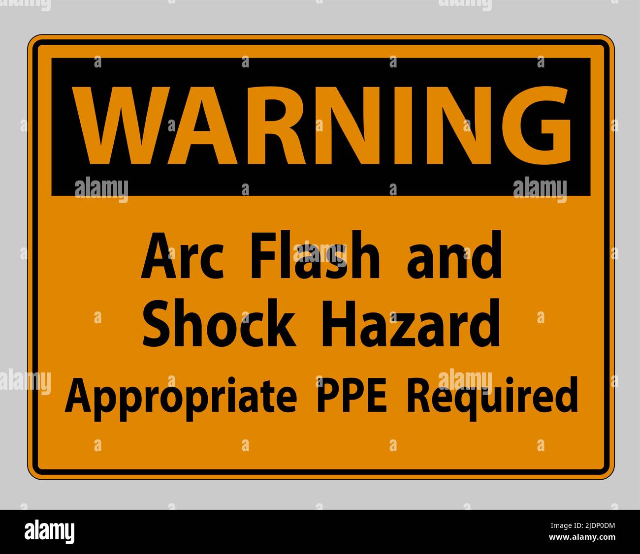 Warning Sign Arc Flash And Shock Hazard Appropriate PPE Required Stock