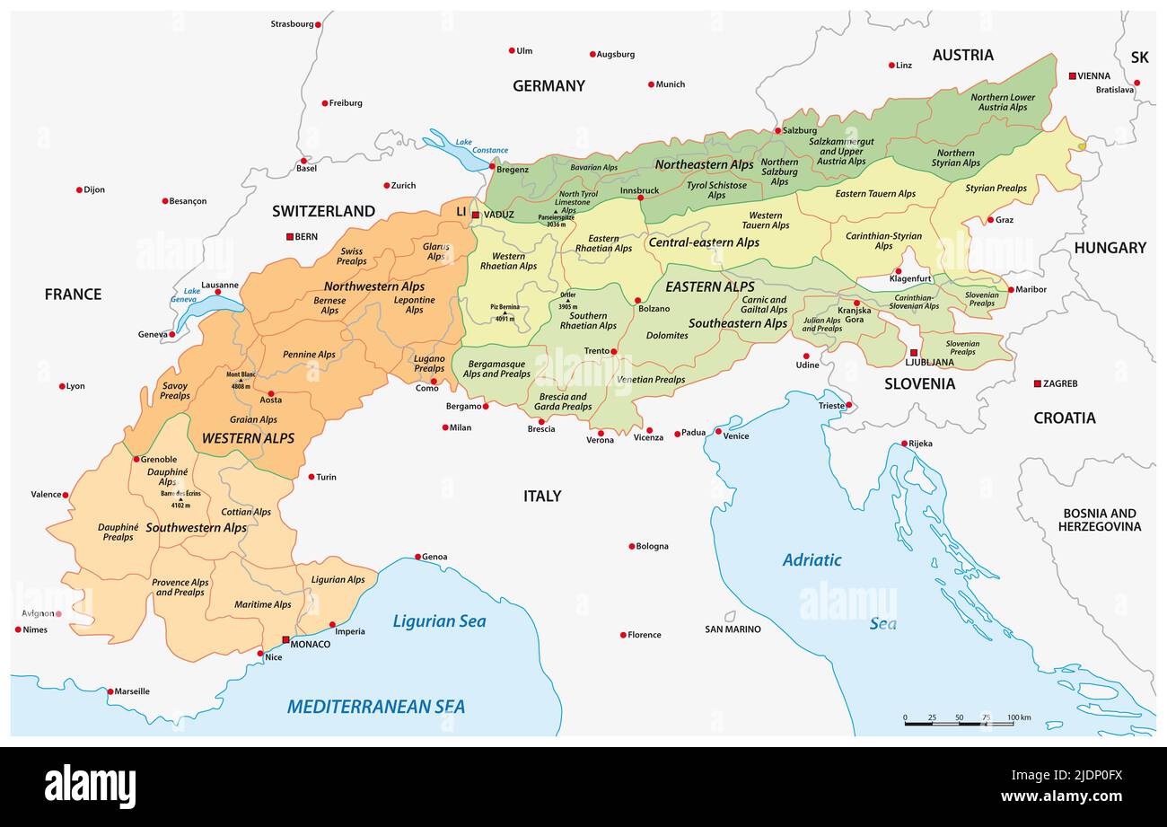 Map Of Austria And Italy Italy Austria Switzerland Map Hi-Res Stock Photography And Images - Alamy