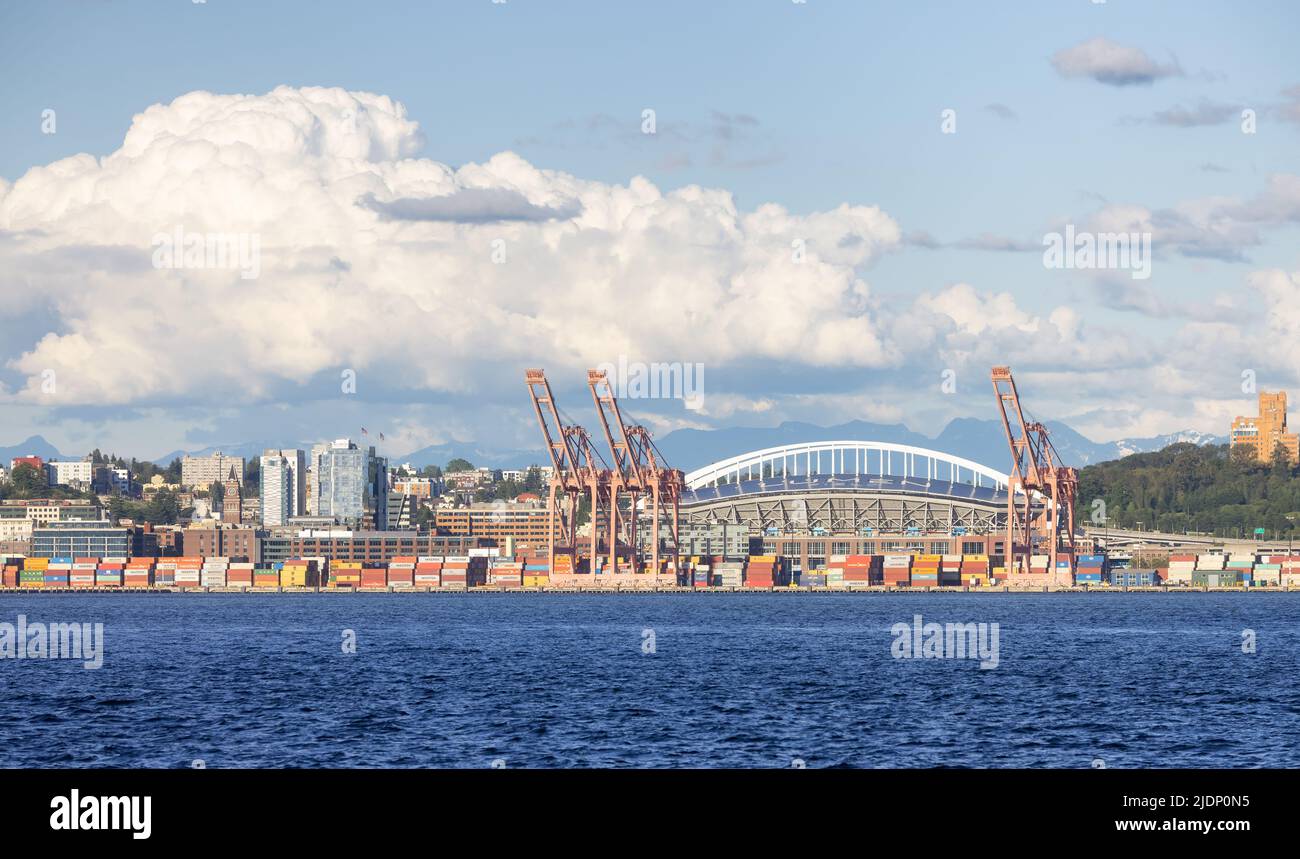 Port and Industrial Sites in the modern city. Stock Photo