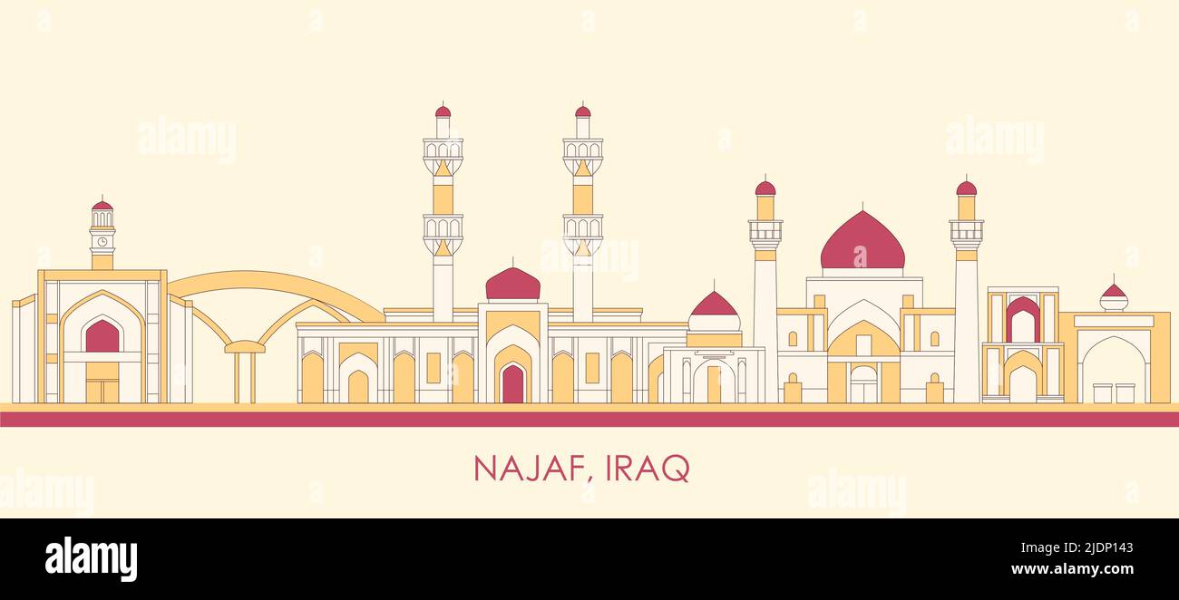 Cartoon Skyline panorama of city of Najaf, Iraq - vector illustration Stock Vector