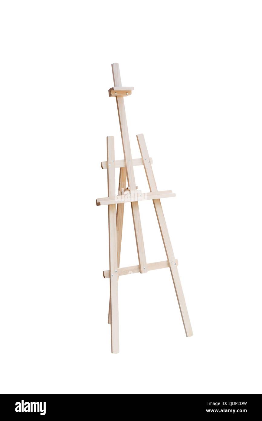 Canvas Painting stand wooden easel Art supply isolated, Mock up Stock