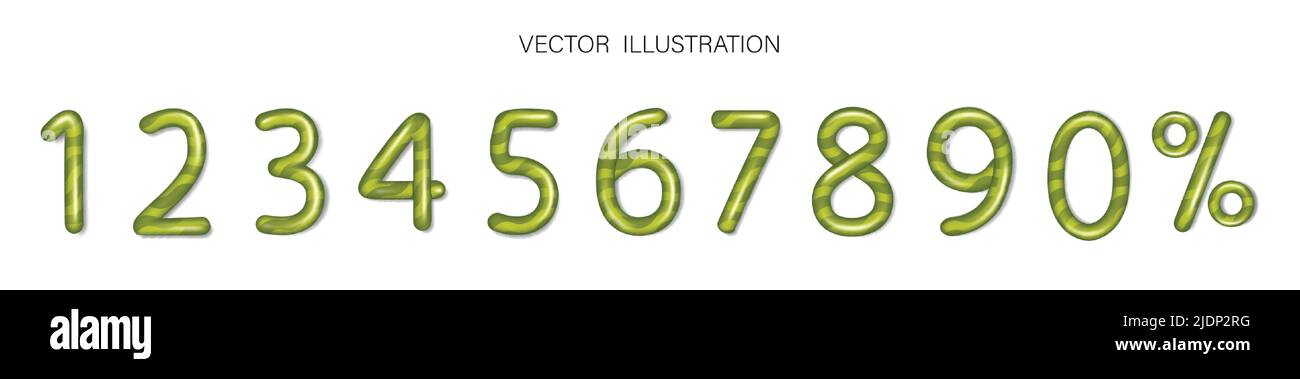 Numbers In Green cartoon vector set of 3d green numbers. Vector illustration Stock ...