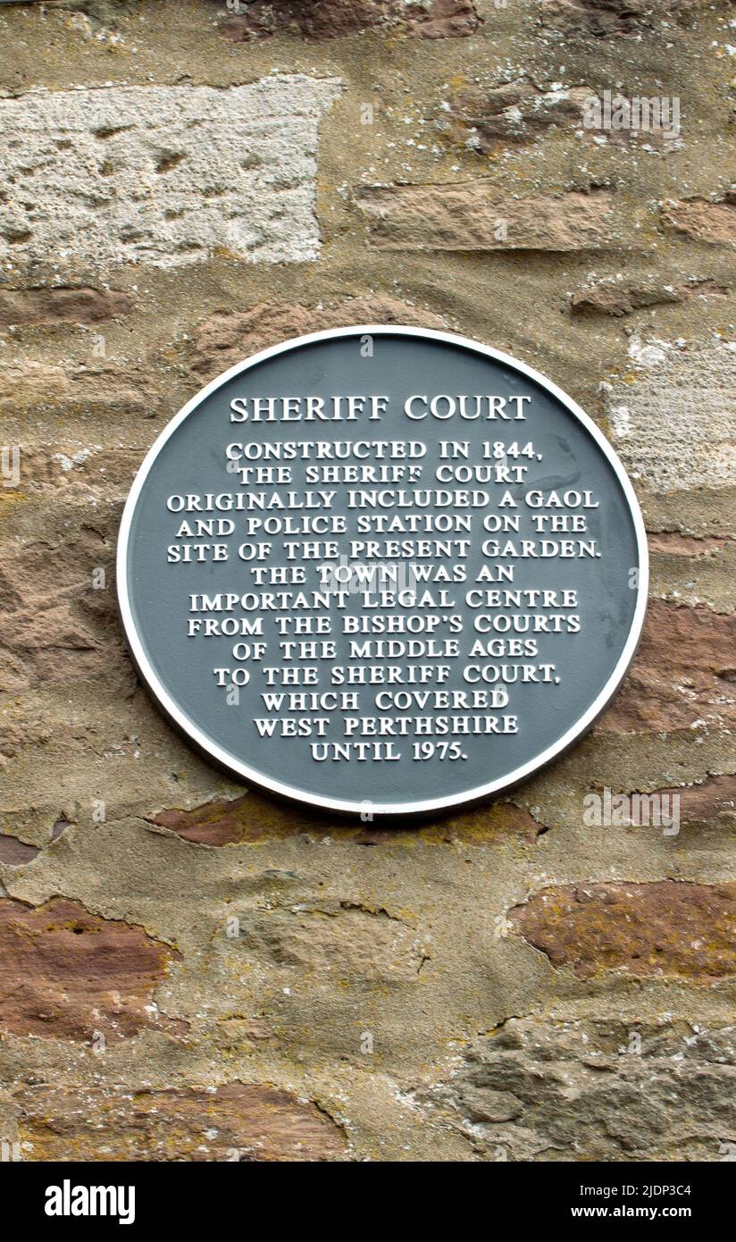 Sheriff Court information on its history, Dunblane, Scotland Stock Photo