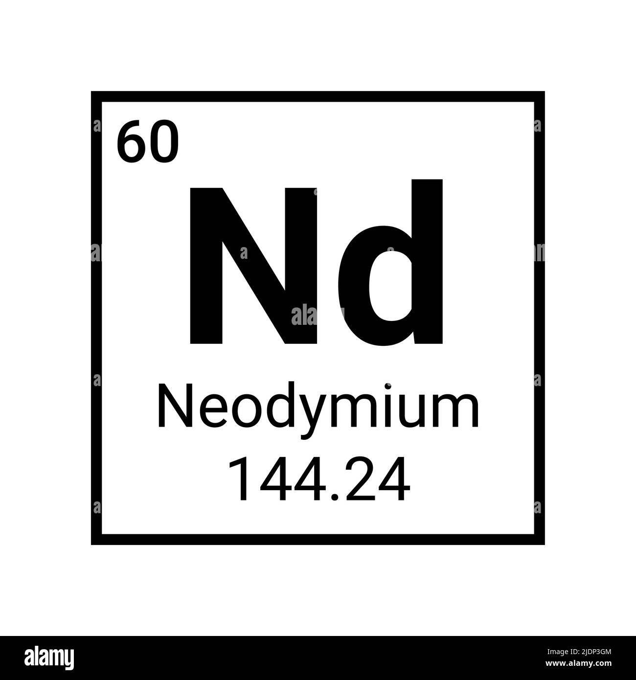 Neodymium chemistry element symbol science atom periodic table Stock Vector