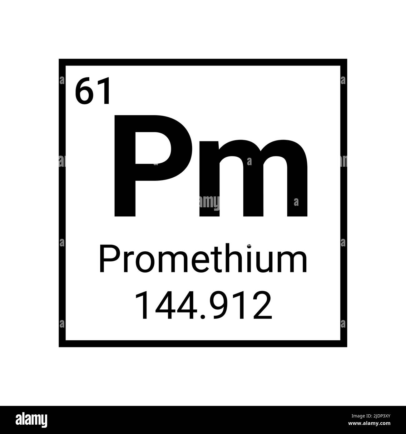Promethium chemical element atom symbol periodic table Stock Vector