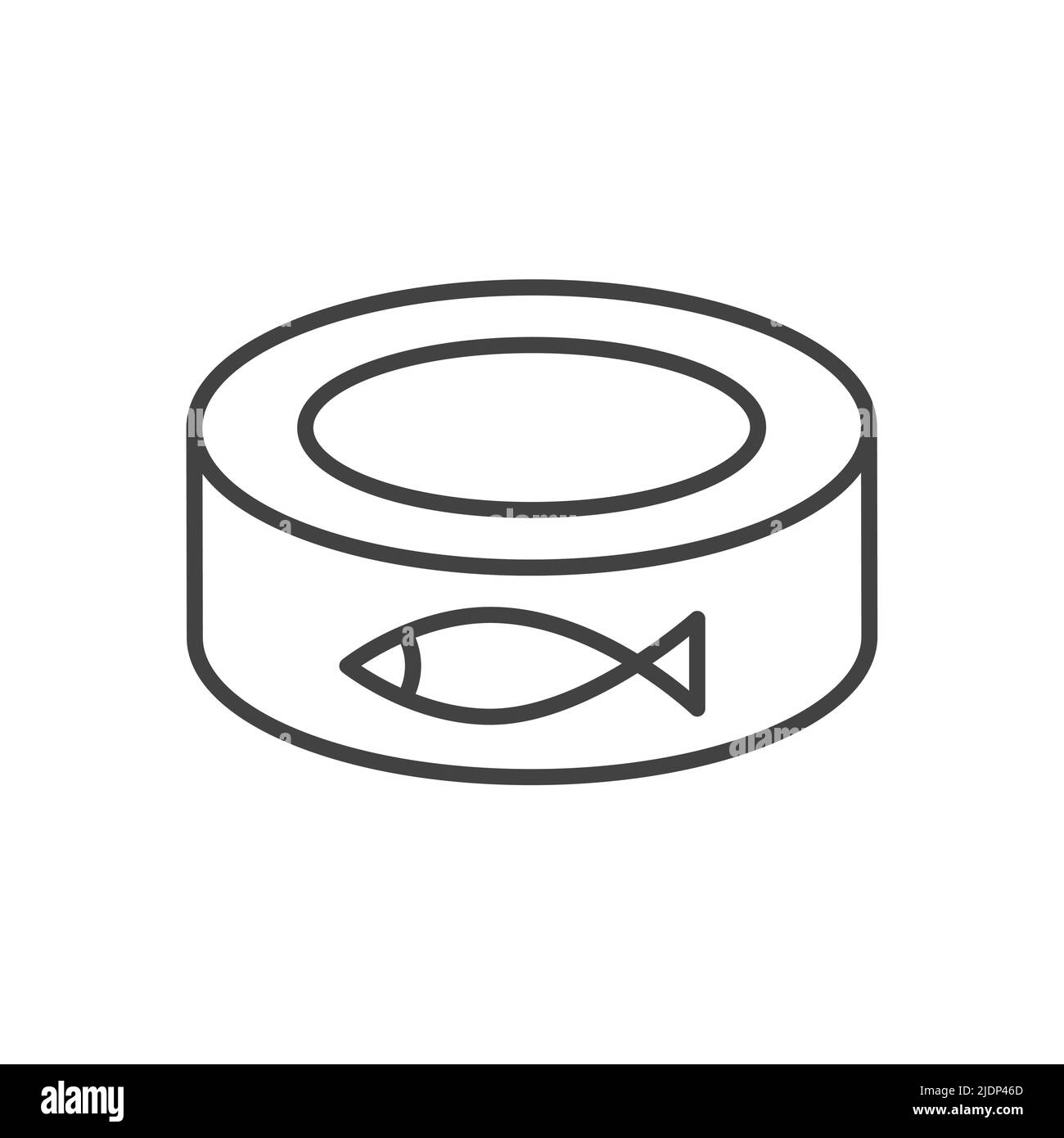 Tuna fish logo can icon outline illustration. Salmon tuna fish line