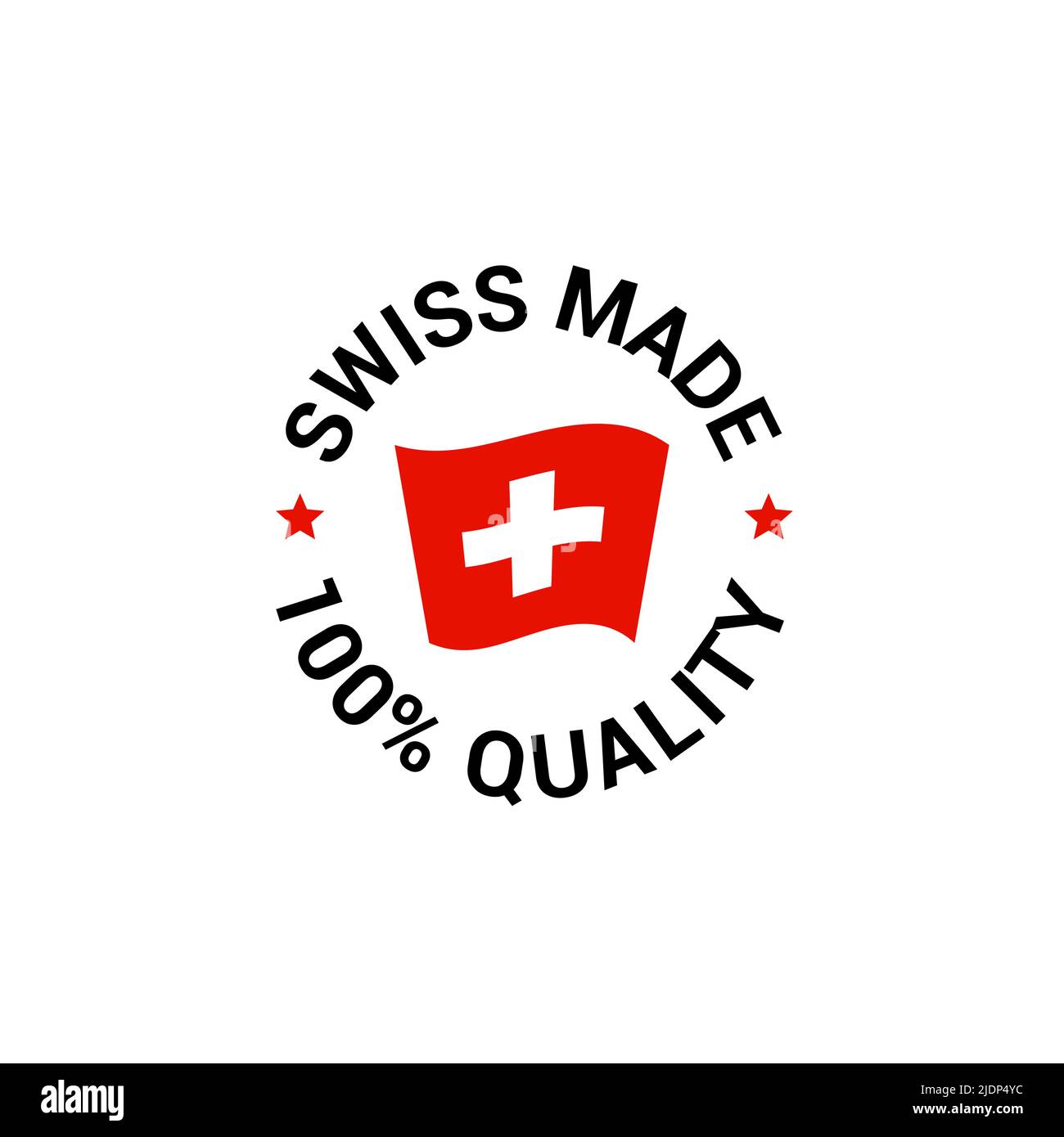 Swiss made product label. Switzerland quality flag vector sticker icon