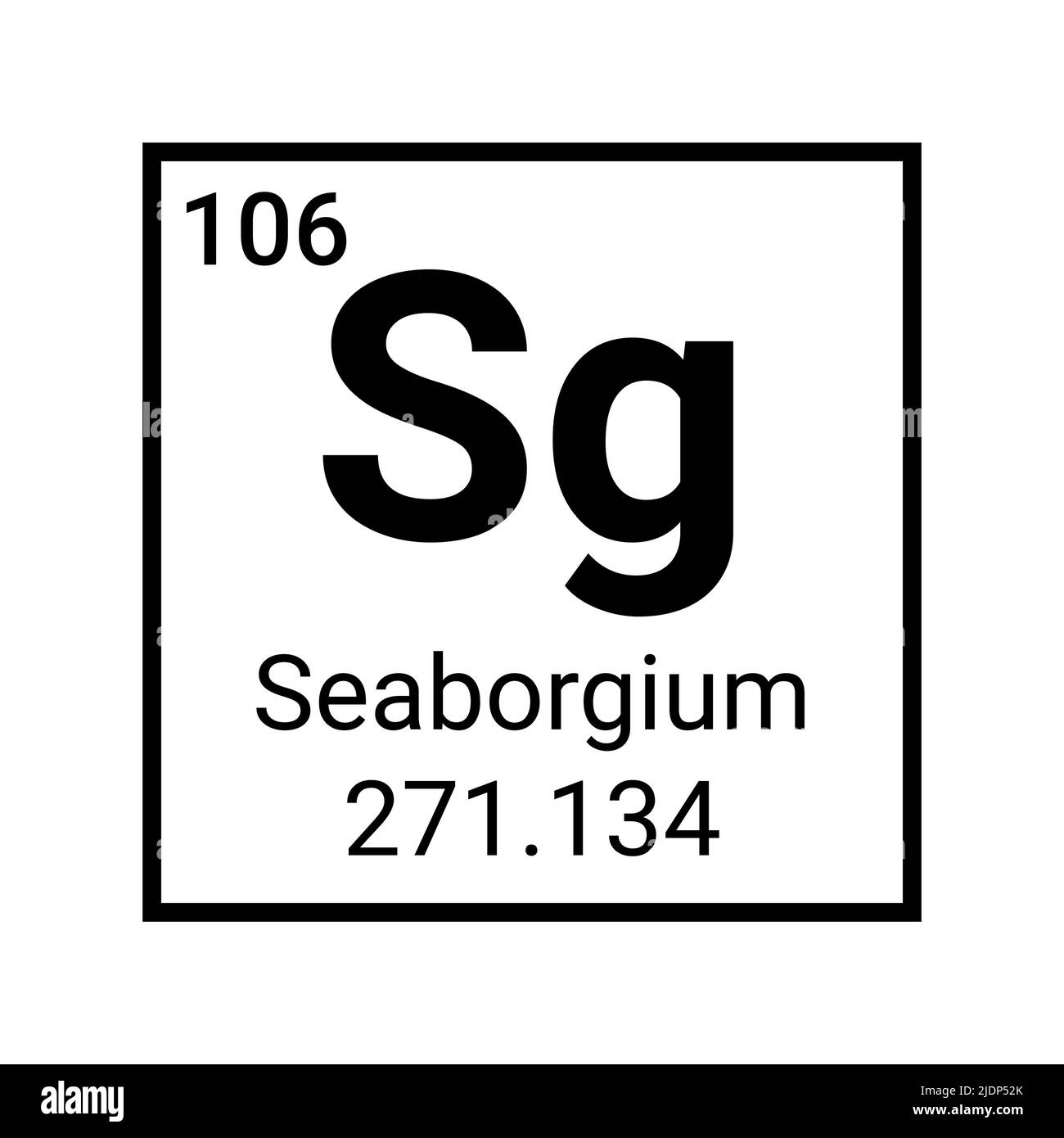 Seaborgium chemical atom element mendeleev table icon Stock Vector