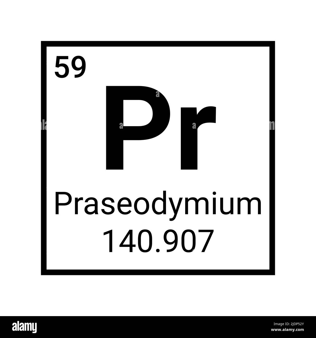 Praseodymium chemical atom element sign symbol illustration Stock Vector