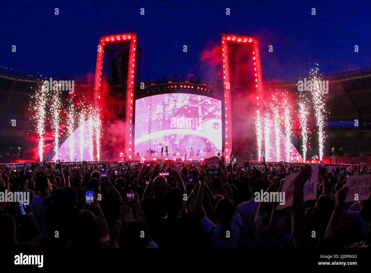 TURIN, ITALY - 22 JUNE 2022. Ultimo performing live on stage for his “Ultimo stadi 2022” tour on June 22, 2022 at Olympic Grande Torino stadium. Credit: Massimiliano Ferraro/Medialys Images/Alamy Live News Credit: Medialys Images by Massimiliano Ferraro/Alamy Live News Stock Photo