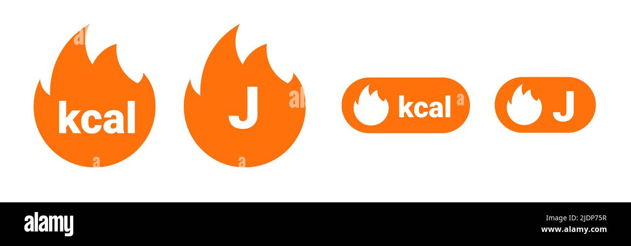 Energy fat burn kcal fire icon. Kilocalorie hot logo vector weight