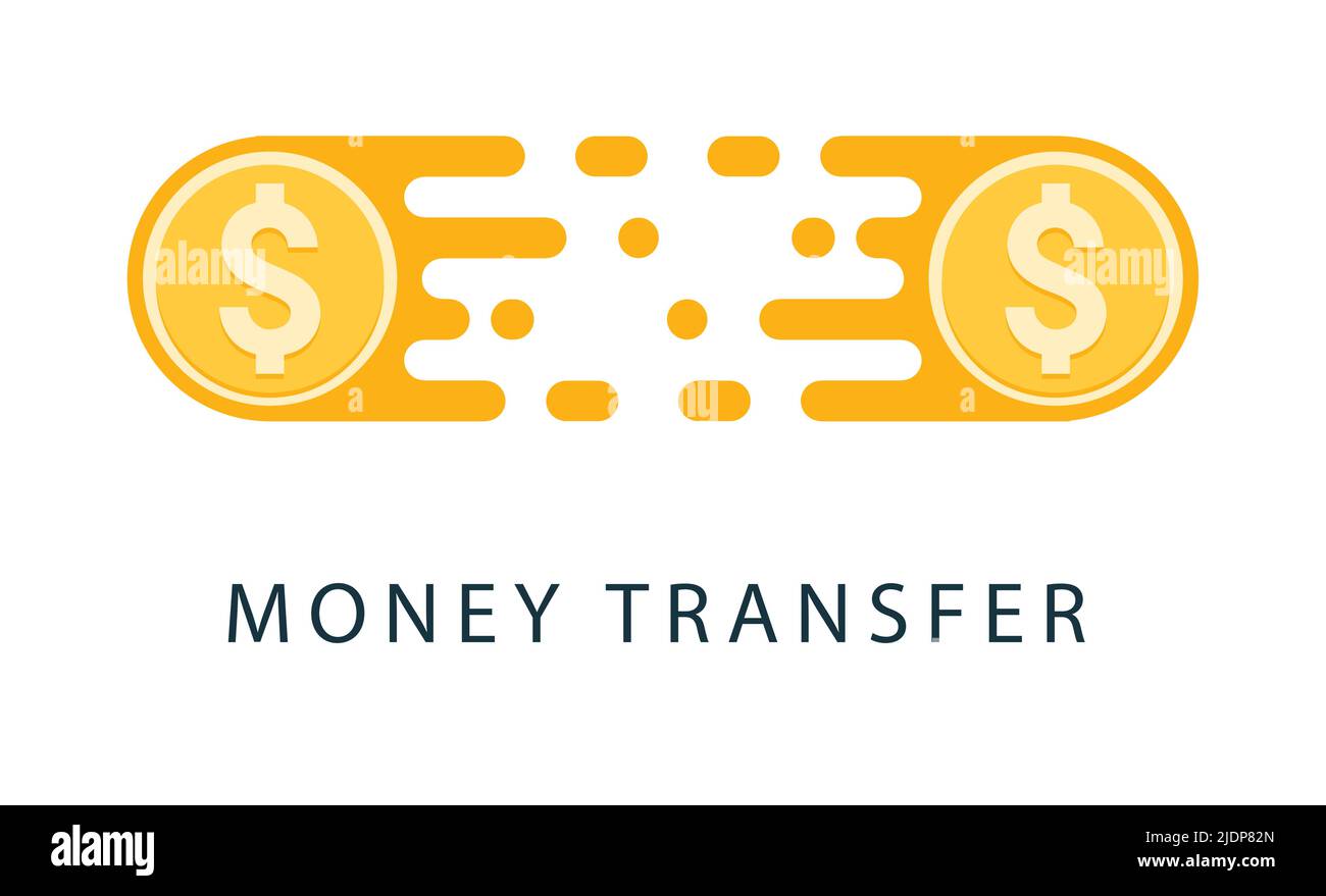 Fast send money transfer funds payment vector coin icon. Flying dollar
