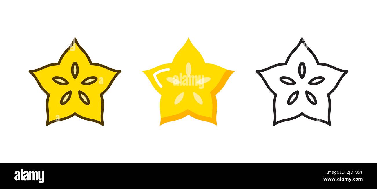 Starfruit vector carambola icon. Star fruit averrhoa slice fresh ...