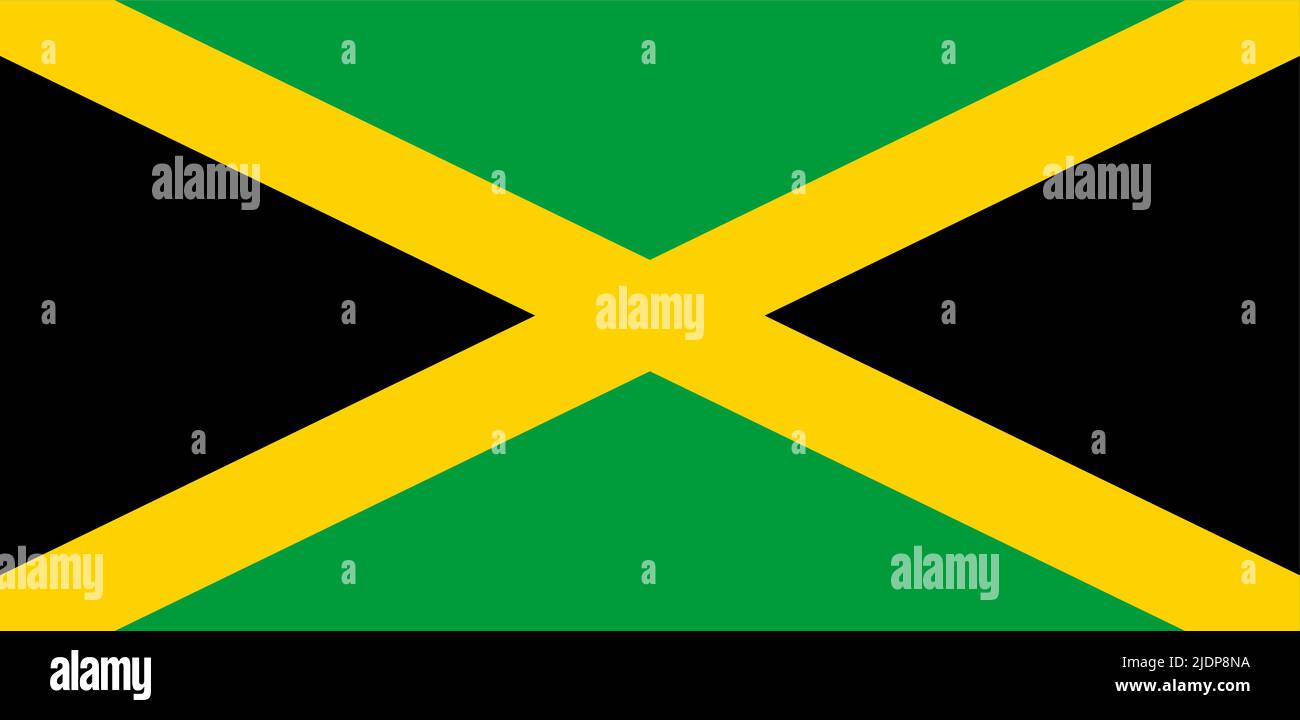 Jamaica Flag vector national dirty silk jamaican icon. Jamaica flag pattern background Stock Vector