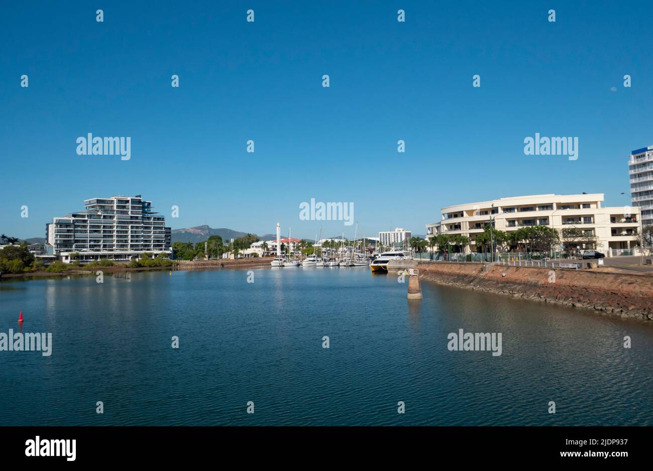 View of Townsville city from the Ross RIver. Stock Photo