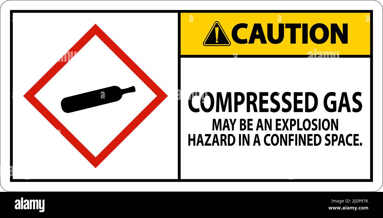 Caution Compressed Gas GHS Sign On White Background Stock Vector Image