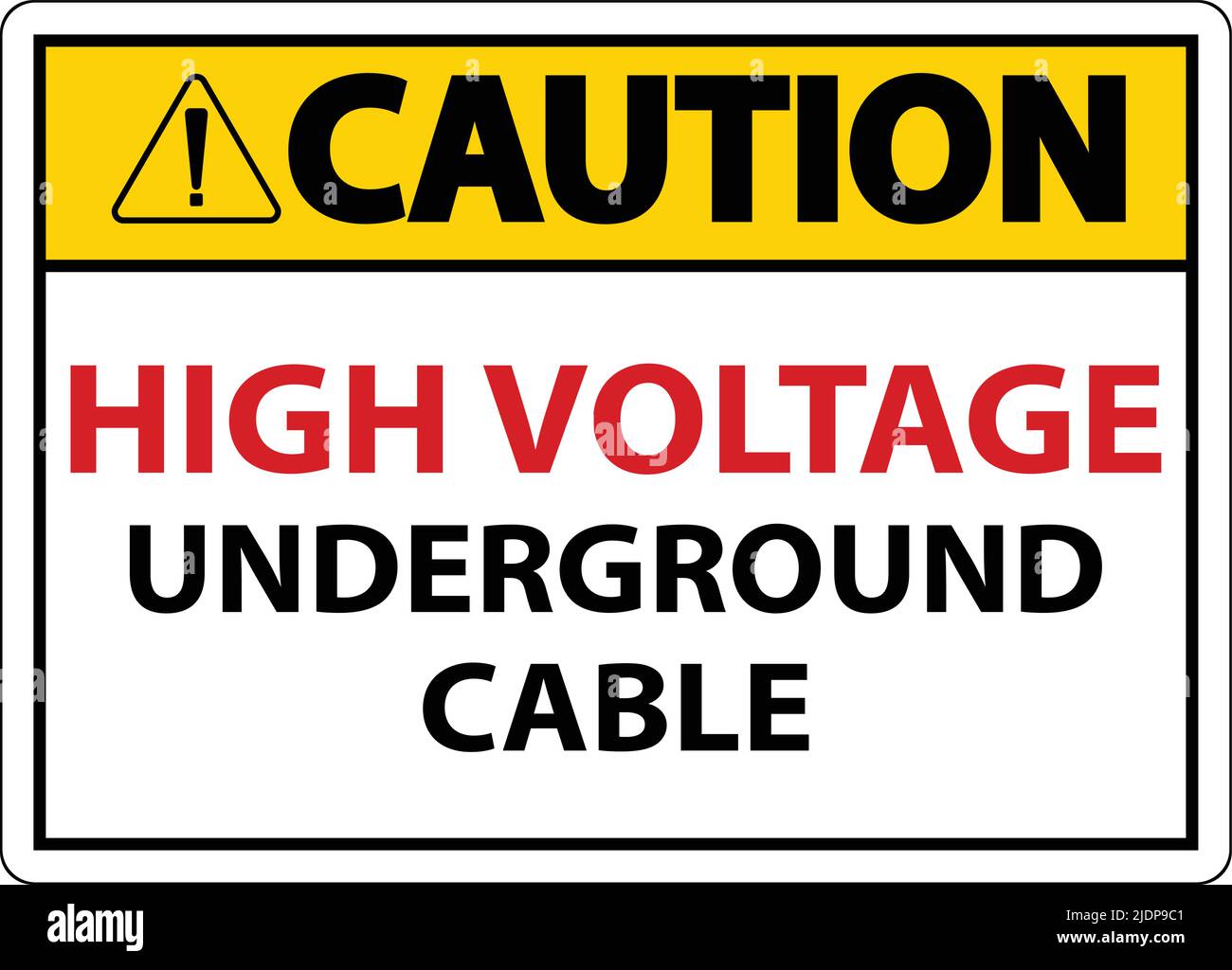 Caution High Voltage Cable Underground Sign On White Background Stock Vector