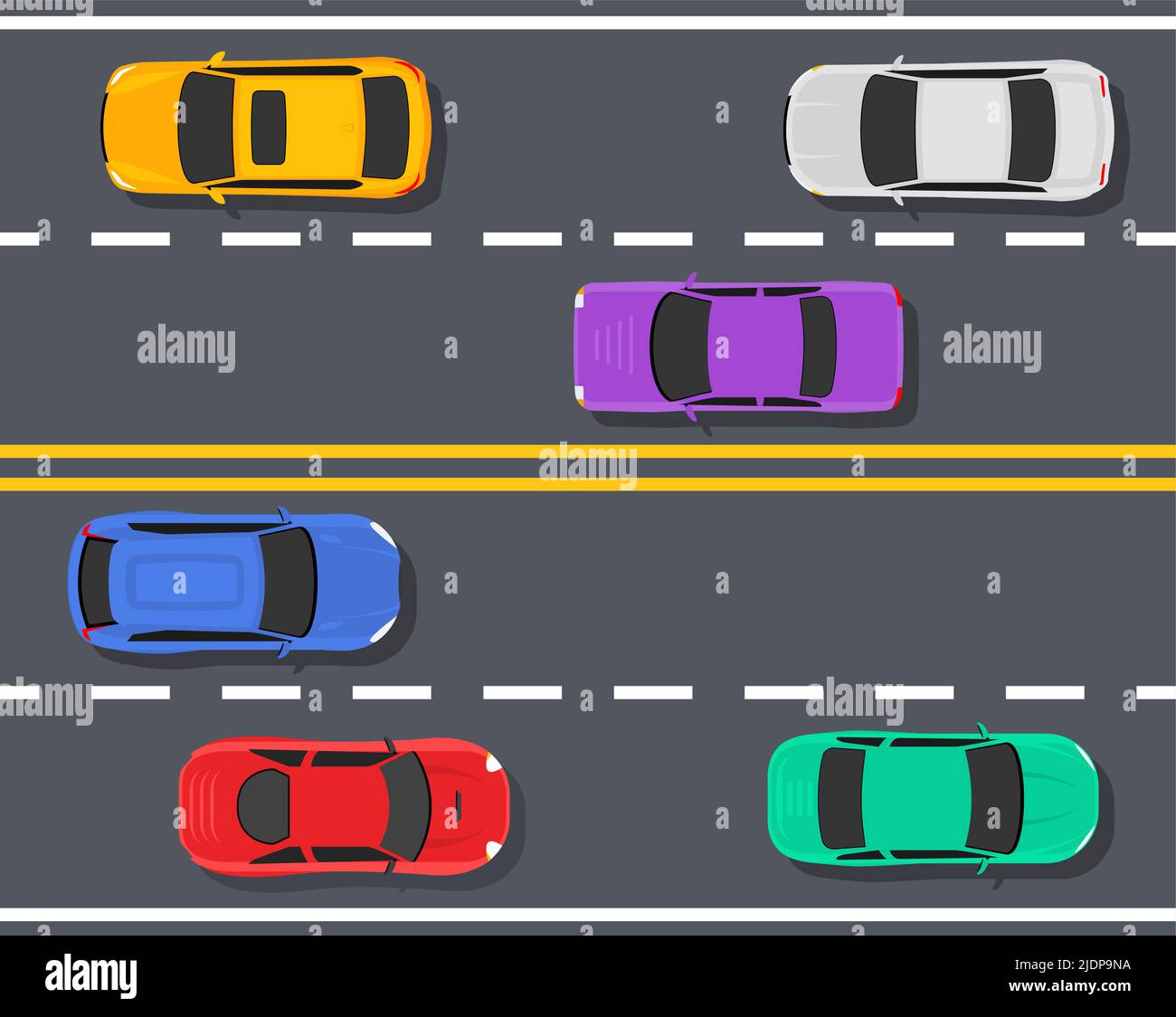 Car bird view aerial vector icon. Above car on highway top view vehicle