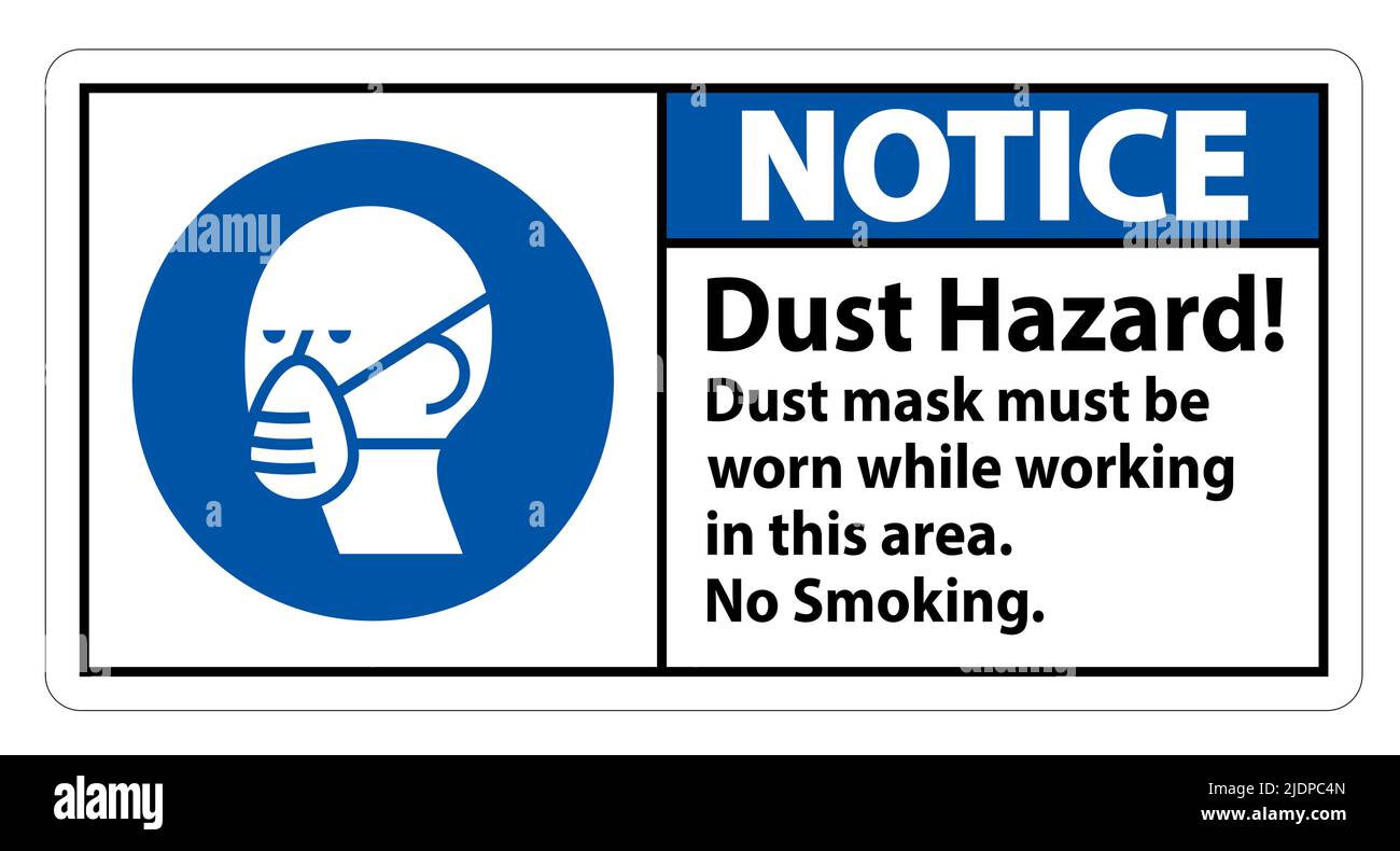 Notice No Smoking Sign Dust Hazard Dust Mask Must Be Worn While Working